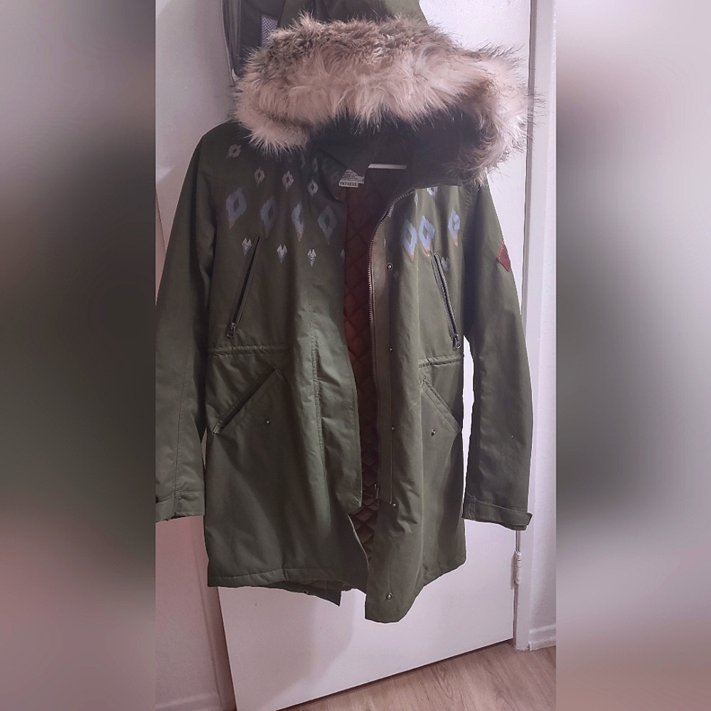 Medium Burton Dryride Winter Coat (Olive Exterior/ Copper Interior)